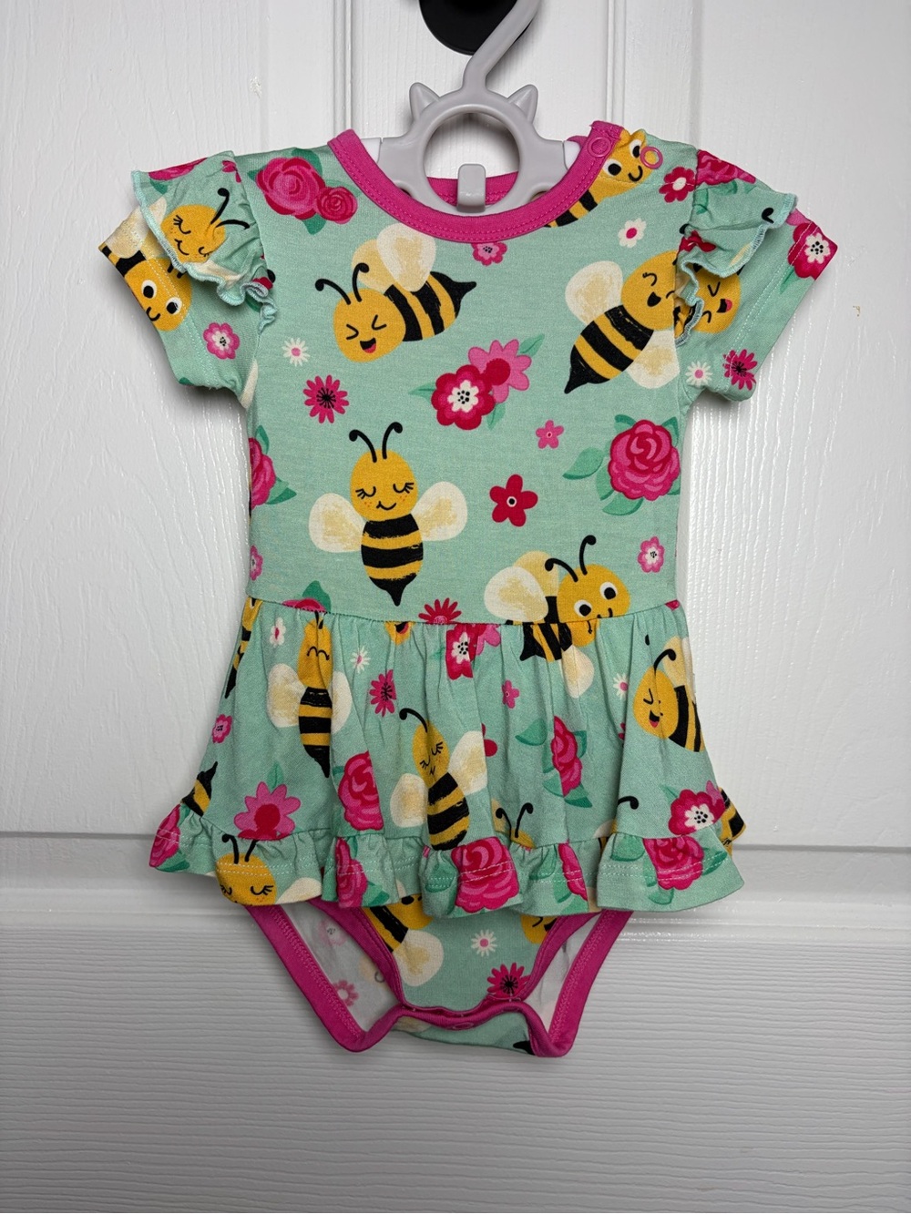 Birdie Bean Bee Floral Bamboo Twirl Bodysuit Dress 3-6M